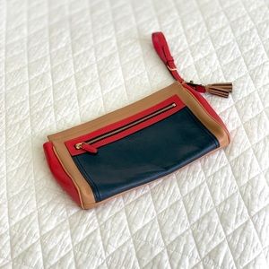 Coach large wristlet - red, black & tan